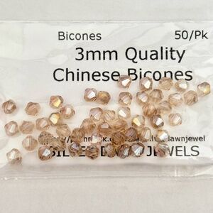 As Low As $2 Champagne AB Quality Chinese Crystal Bicone Beads 3mm (50)